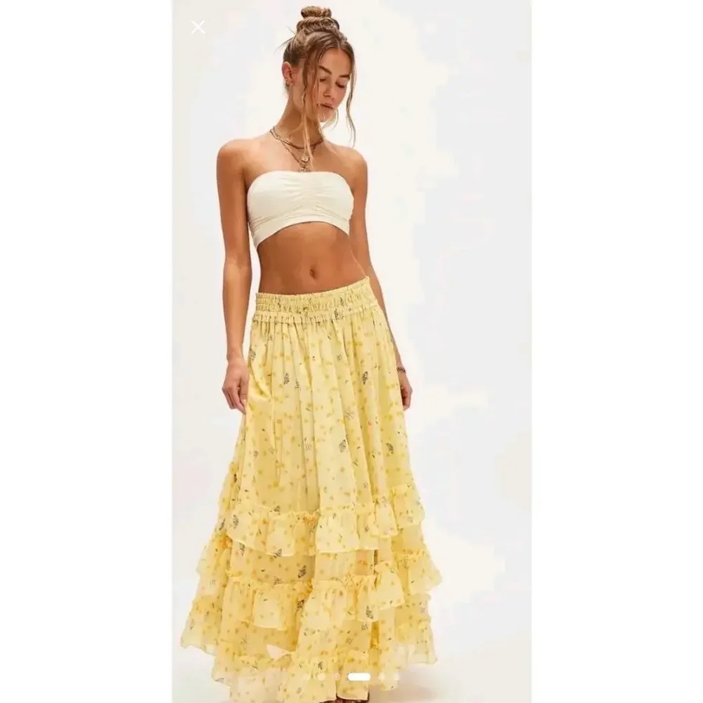 NWT Free People Morning Mist Maxi Set Womens M $228 Boho Festival Cottagecore